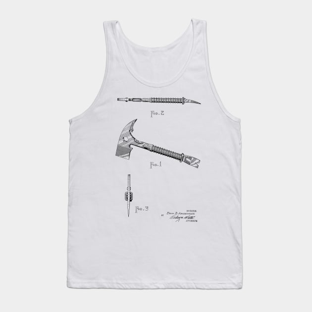 Combination of Fireman's Ax and Wrecking Tool Vintage Patent Hand Drawing Tank Top by TheYoungDesigns